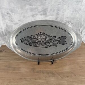 Wilton Columbia PA Armetale Fish Platter Oval Serving Tray Pewter MCMLXXII Vtg